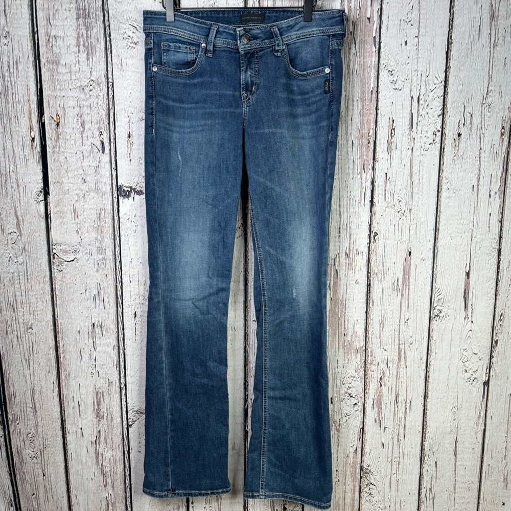 Silver Jeans Elyse Slim Boot Bootcut Jeans Size W29/L33 Medium Wash Mid Rise EUC